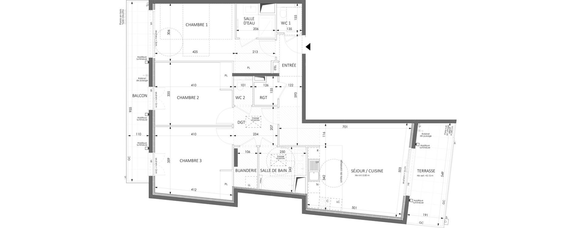 Appartement T4 de 99,33 m2 &agrave; Beausoleil Centre