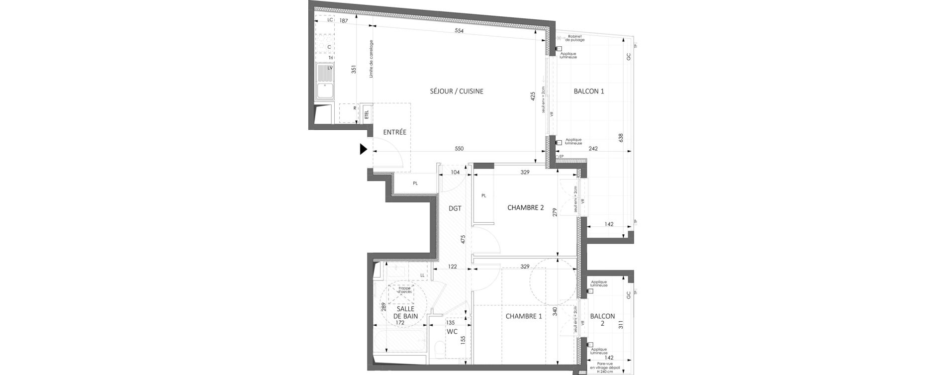 Appartement T3 de 64,85 m2 &agrave; Beausoleil Centre