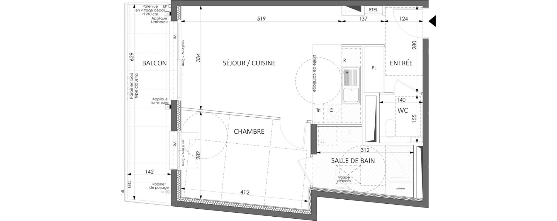 Appartement T2 de 45,18 m2 &agrave; Beausoleil Centre