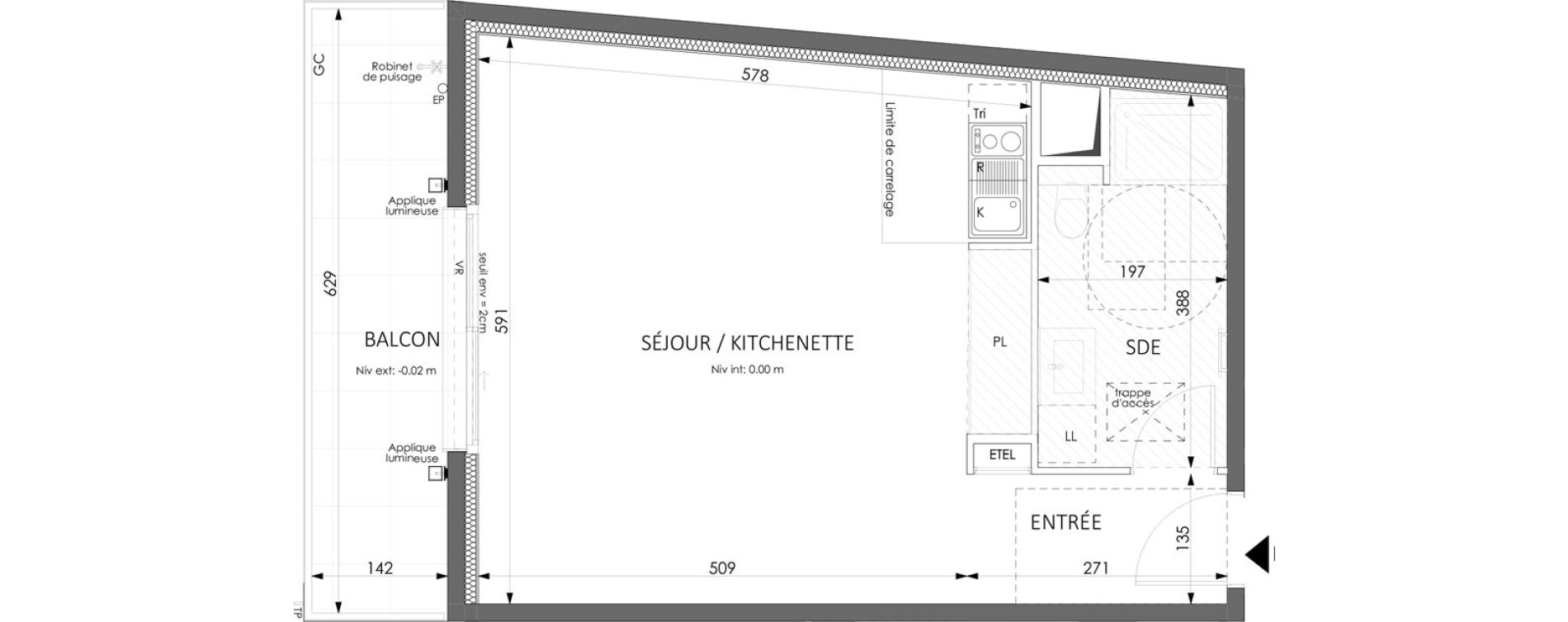 Studio de 42,08 m2 &agrave; Beausoleil Centre