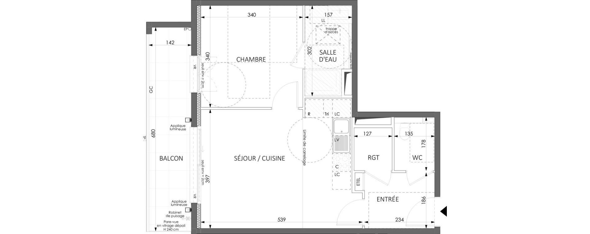 Appartement T2 de 45,31 m2 &agrave; Beausoleil Centre