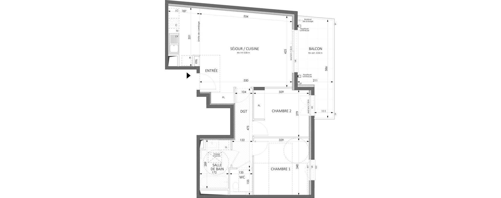 Appartement T3 de 64,53 m2 &agrave; Beausoleil Centre