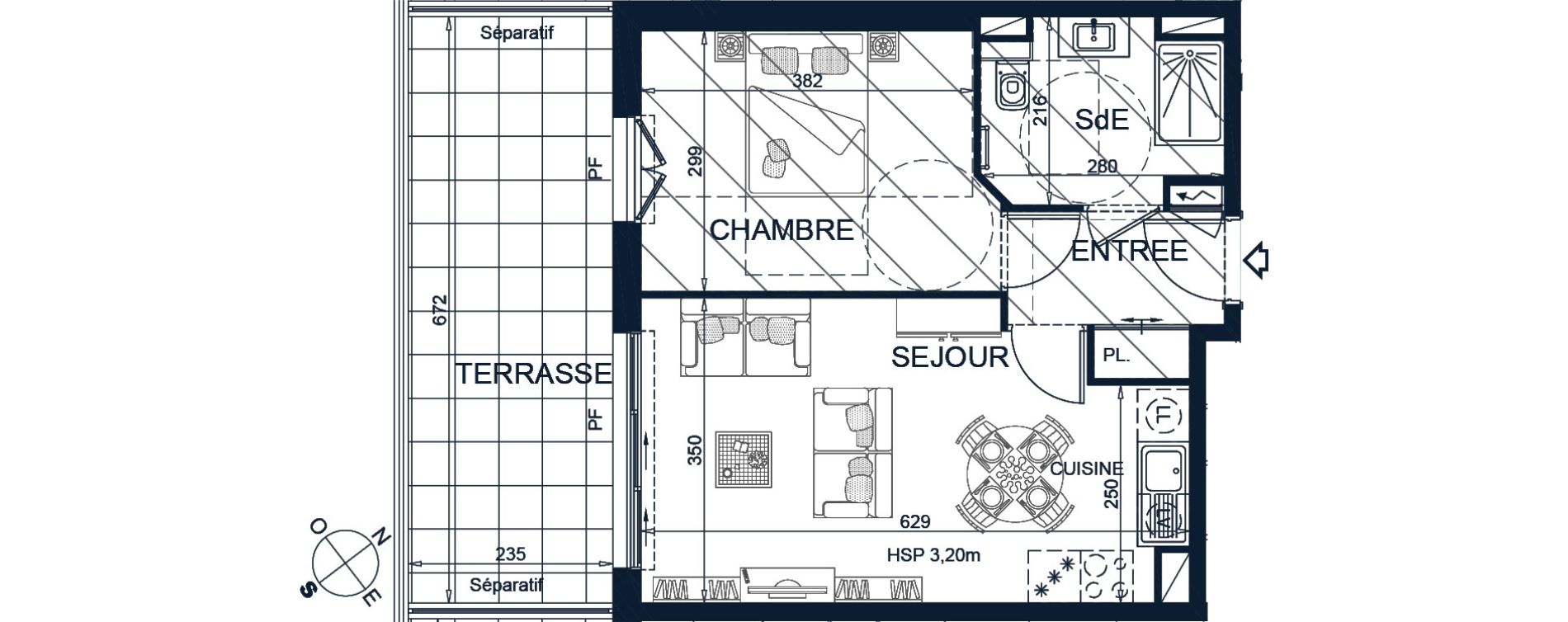 Appartement T2 de 41,15 m2 &agrave; Beausoleil Centre