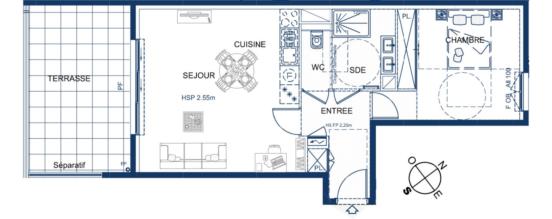 Appartement T2 de 53,60 m2 &agrave; Beausoleil Centre