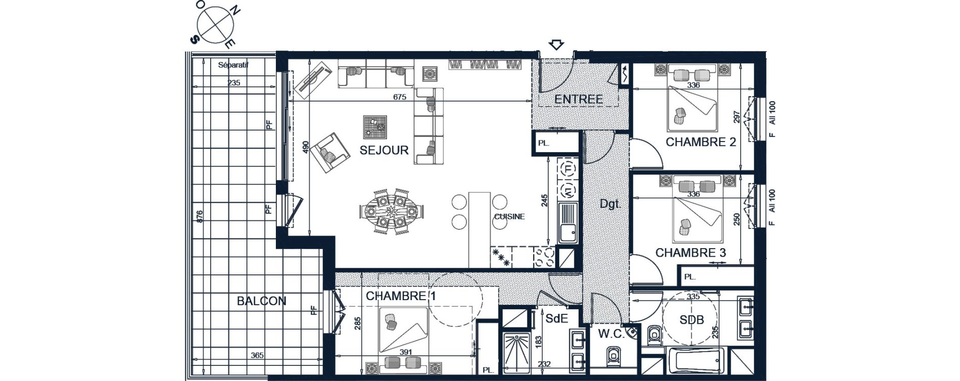 Appartement T4 de 101,40 m2 &agrave; Beausoleil Centre