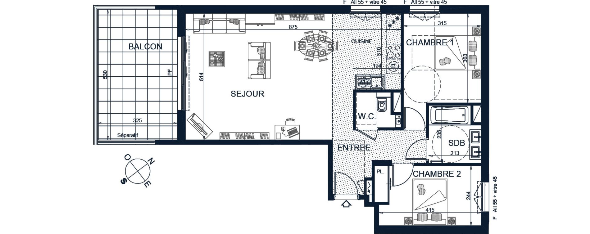 Appartement T3 de 77,05 m2 &agrave; Beausoleil Centre