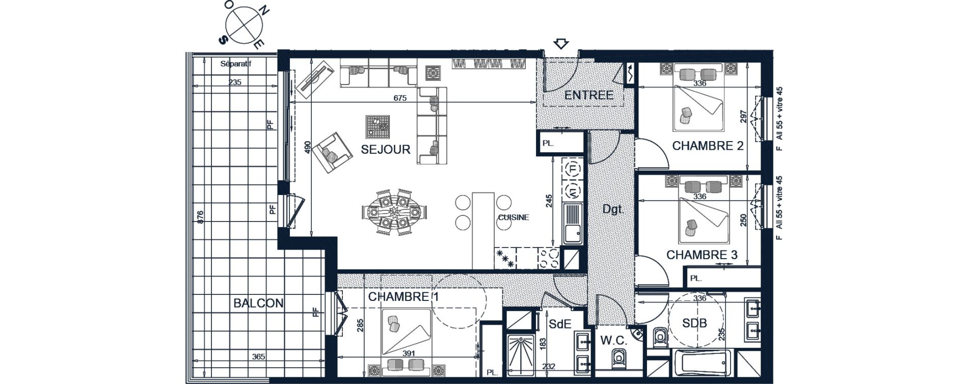 Appartement T4 de 100,76 m2 &agrave; Beausoleil Centre