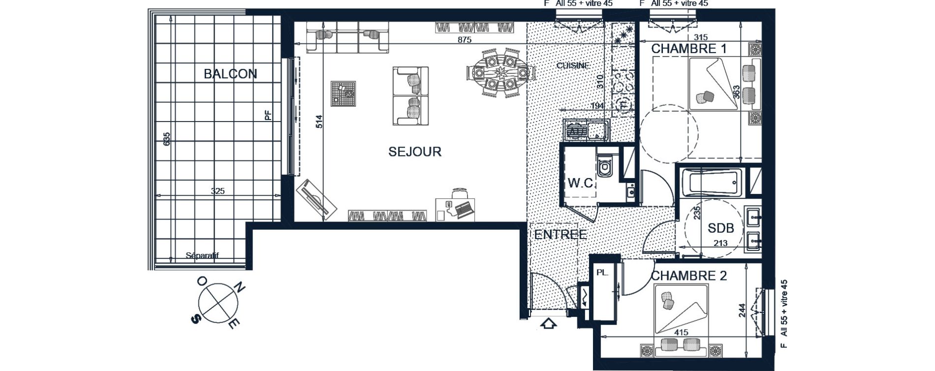 Appartement T3 de 77,05 m2 &agrave; Beausoleil Centre