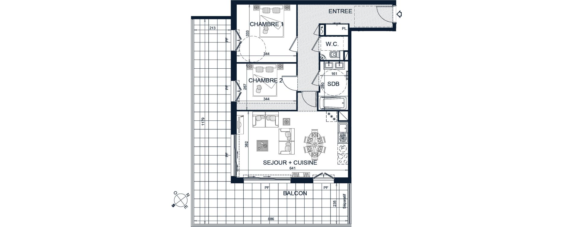 Appartement T3 de 64,88 m2 &agrave; Beausoleil Centre
