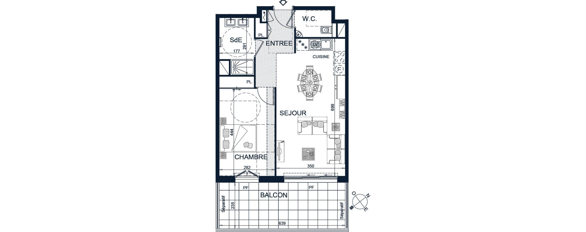 Appartement T2 de 50,32 m2 &agrave; Beausoleil Centre