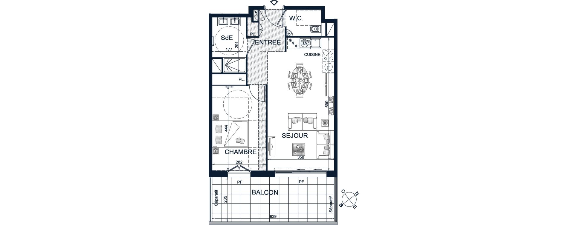 Appartement T2 de 50,32 m2 &agrave; Beausoleil Centre