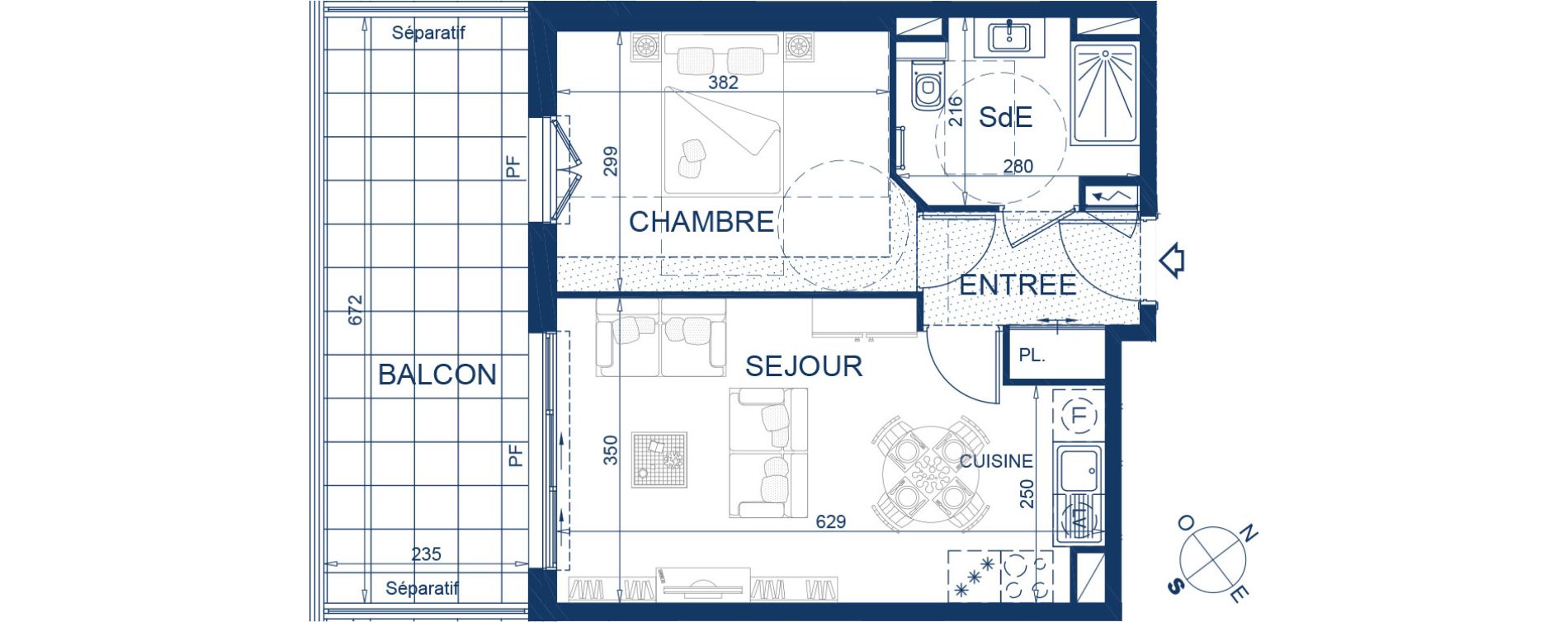 Appartement T2 de 41,15 m2 &agrave; Beausoleil Centre