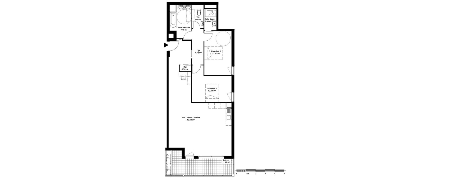 Appartement T3 de 94,23 m2 &agrave; Beausoleil Centre