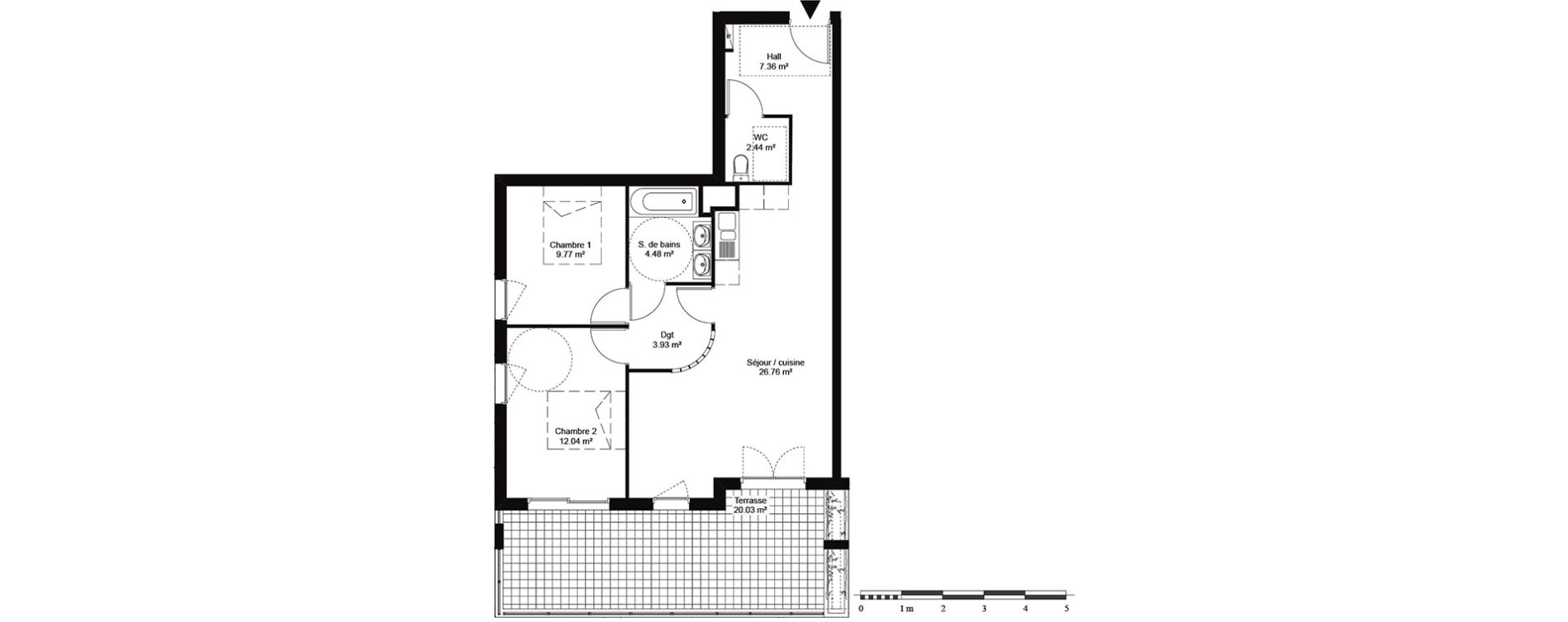 Appartement T3 de 66,78 m2 &agrave; Beausoleil Centre