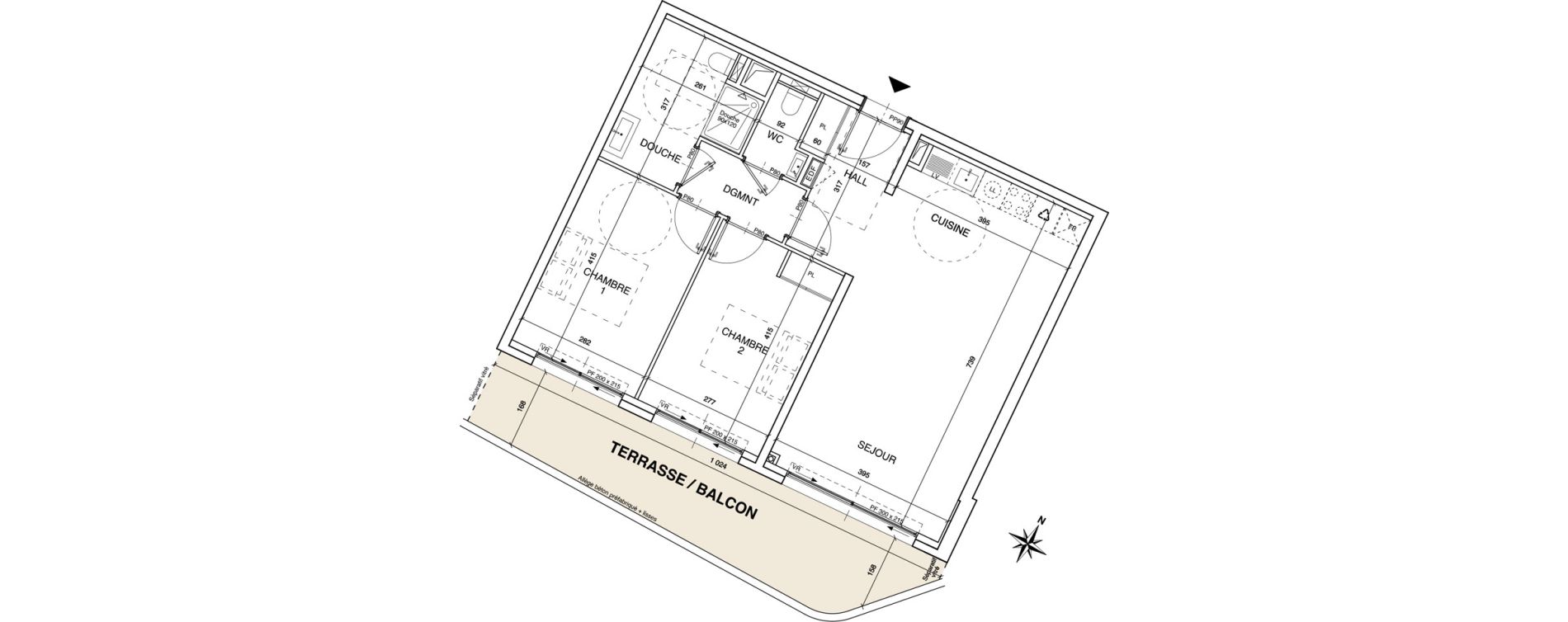 Appartement T3 de 68,90 m2 &agrave; Beausoleil Centre