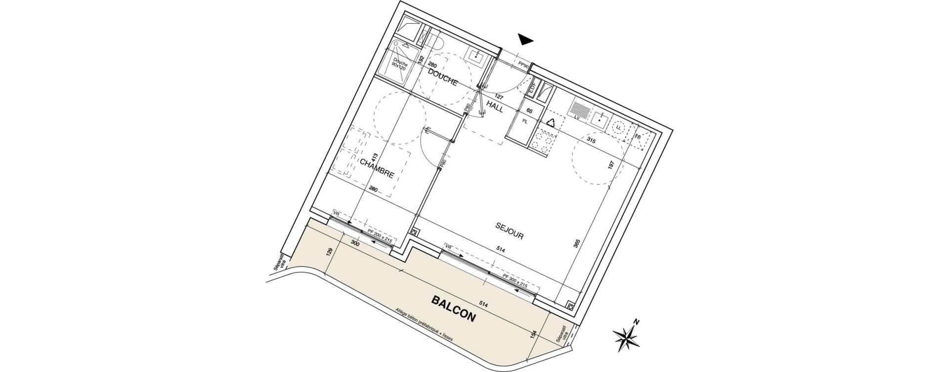 Appartement T2 de 44,60 m2 &agrave; Beausoleil Centre