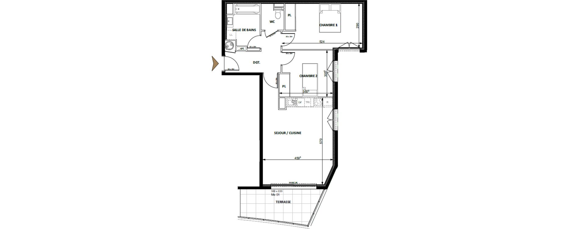 Appartement T3 de 67,90 m2 &agrave; Beausoleil Centre