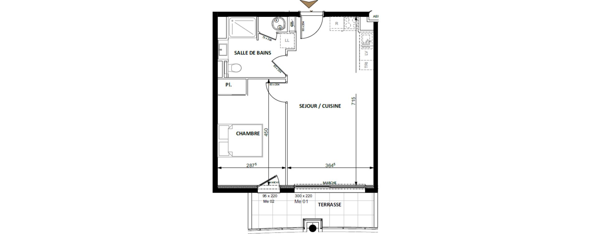 Appartement T2 de 44,80 m2 &agrave; Beausoleil Centre