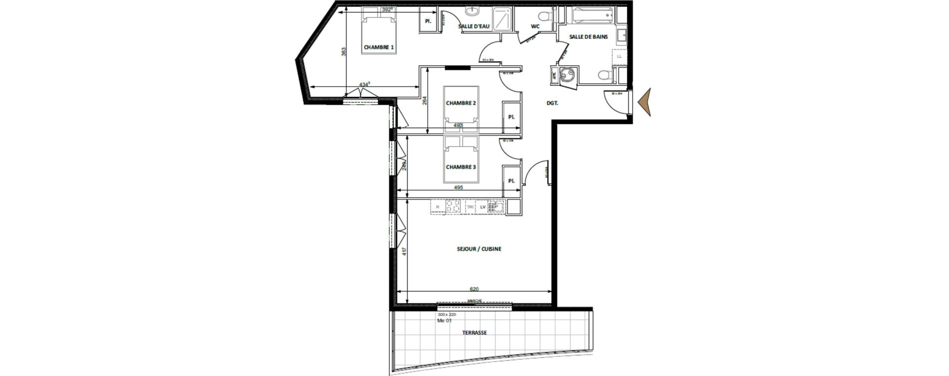 Appartement T4 de 94,70 m2 &agrave; Beausoleil Centre