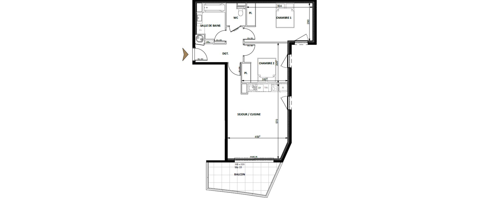 Appartement T3 de 67,90 m2 &agrave; Beausoleil Centre