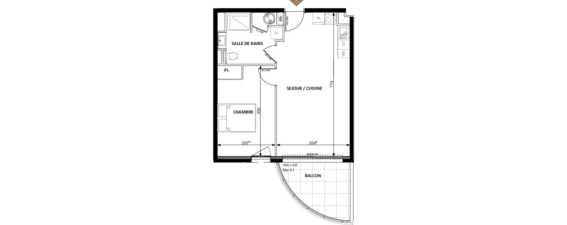 Appartement T2 de 44,80 m2 &agrave; Beausoleil Centre