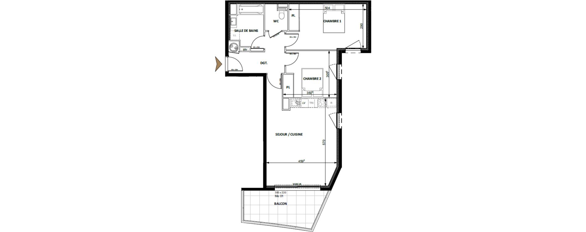 Appartement T3 de 67,90 m2 &agrave; Beausoleil Centre