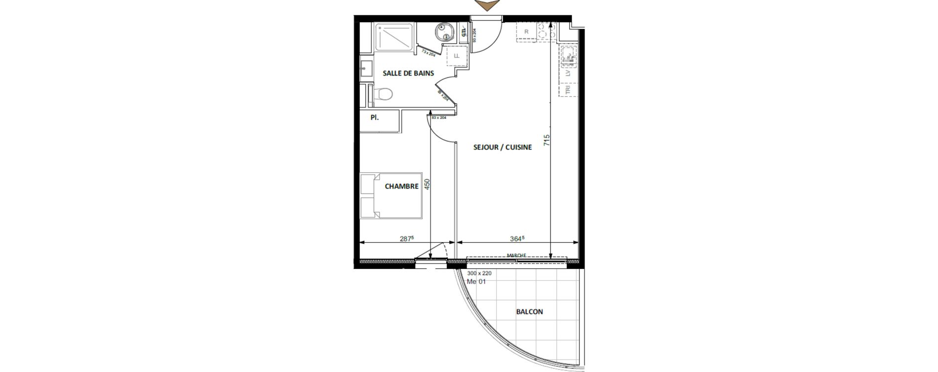 Appartement T2 de 44,80 m2 &agrave; Beausoleil Centre