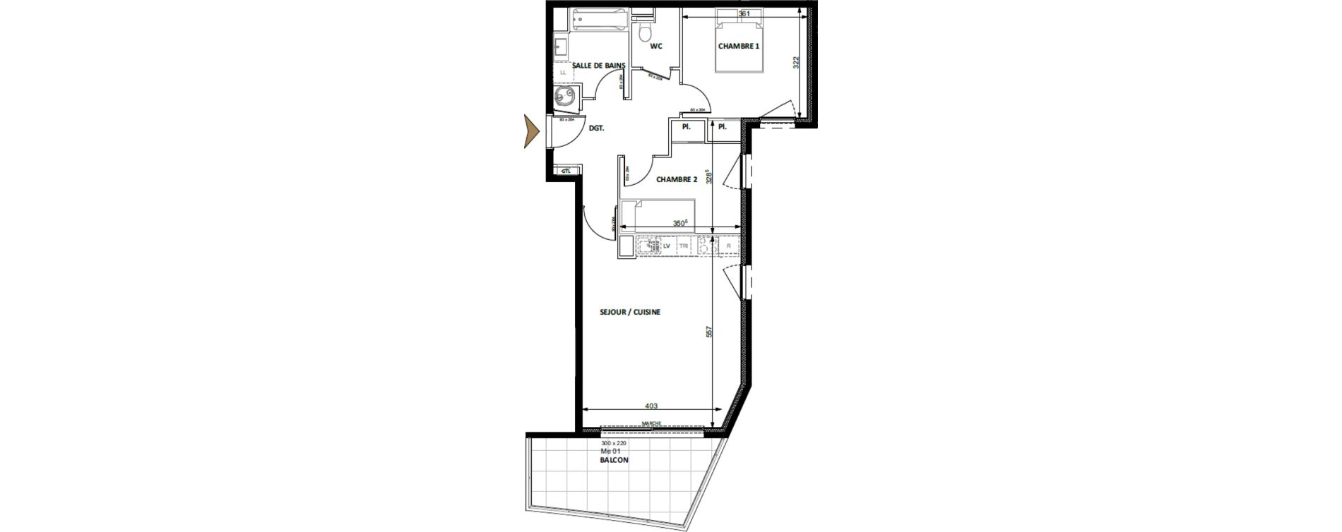 Appartement T3 de 63,15 m2 &agrave; Beausoleil Centre