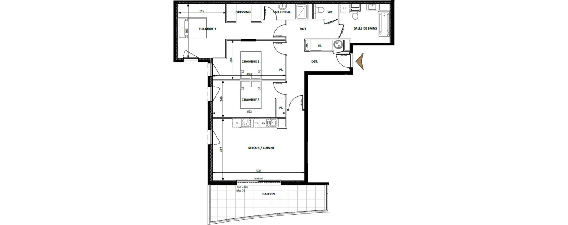 Appartement T4 de 97,55 m2 &agrave; Beausoleil Centre