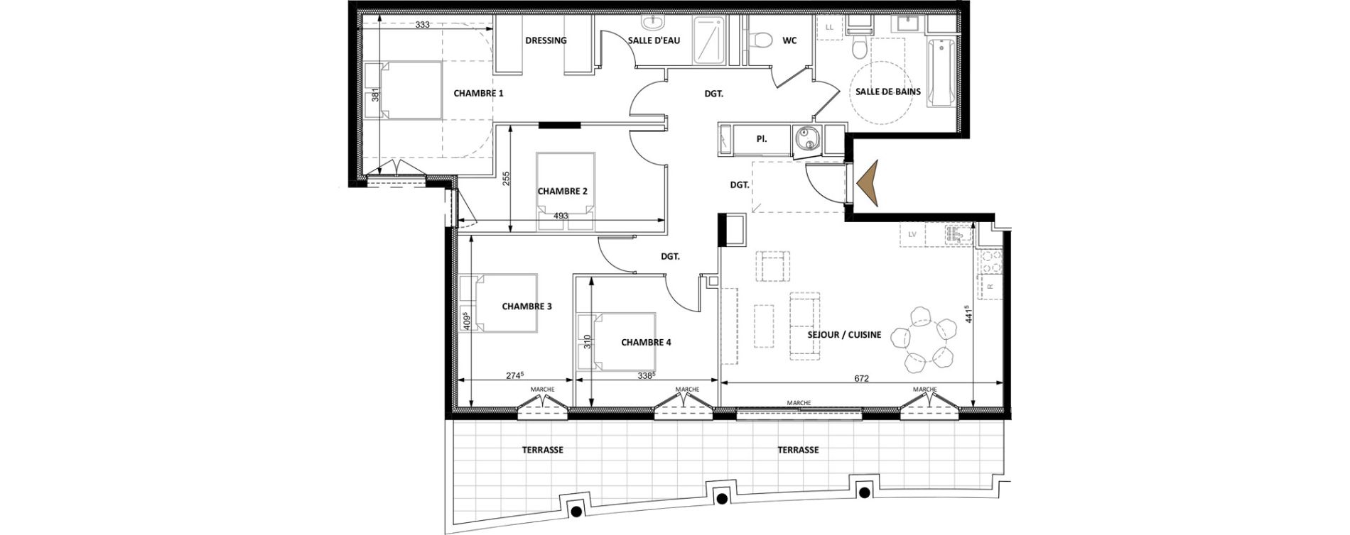 Appartement T5 de 112,75 m2 &agrave; Beausoleil Centre