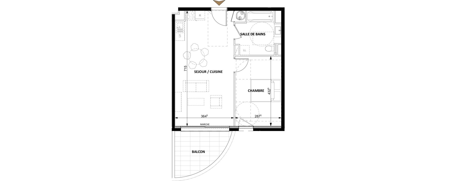 Appartement T2 de 45,00 m2 &agrave; Beausoleil Centre