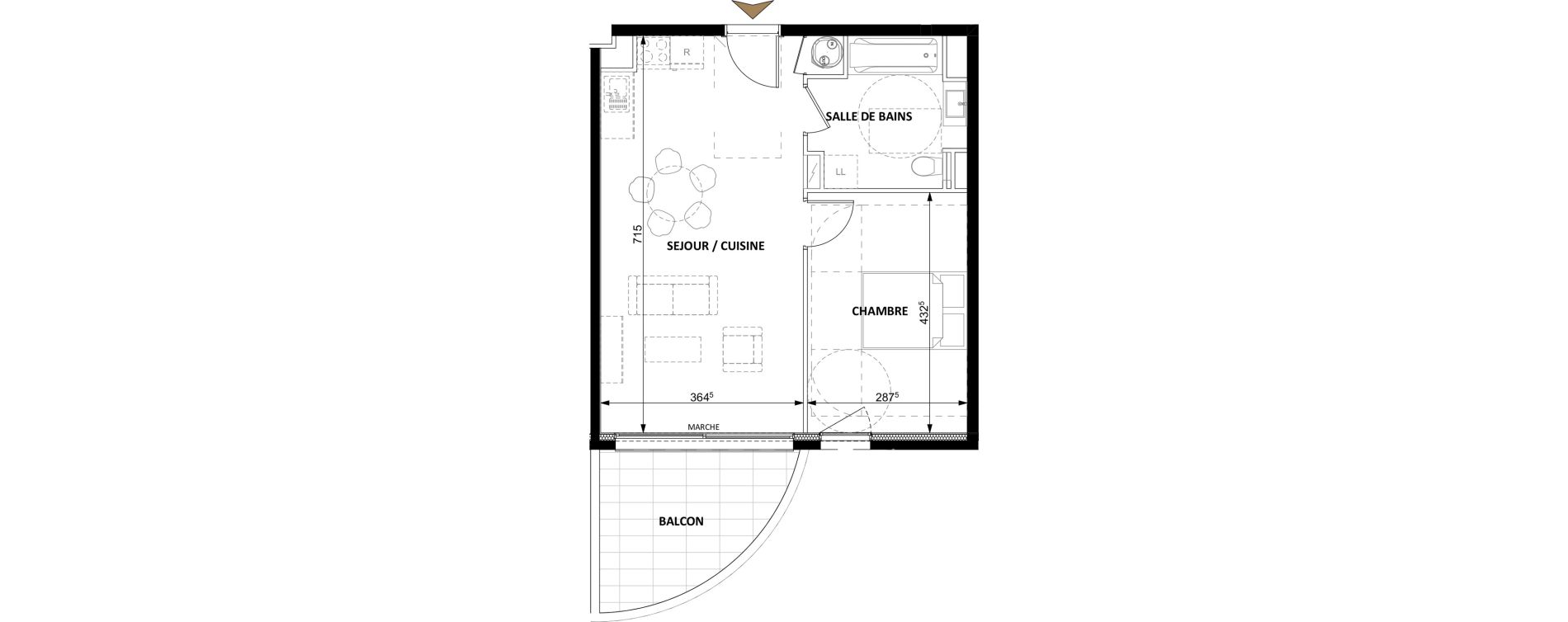 Appartement T2 de 45,00 m2 &agrave; Beausoleil Centre