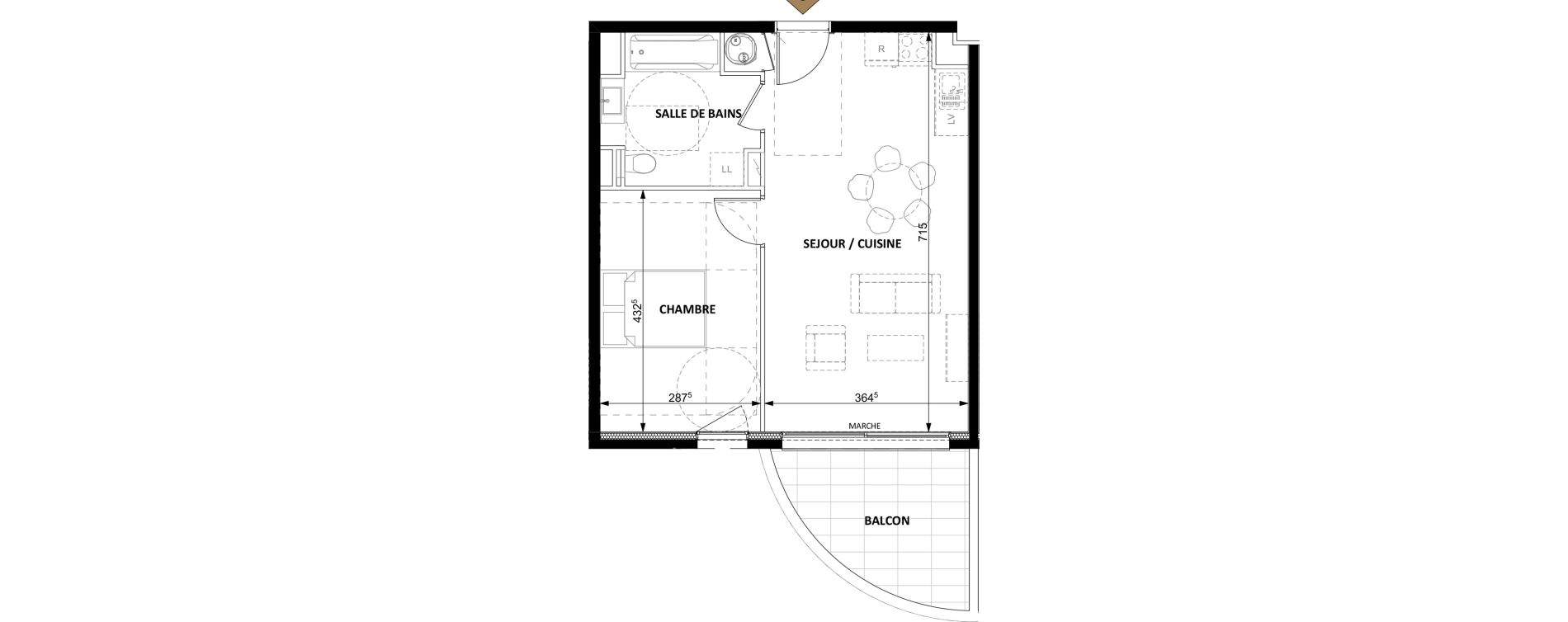 Appartement T2 de 45,00 m2 &agrave; Beausoleil Centre