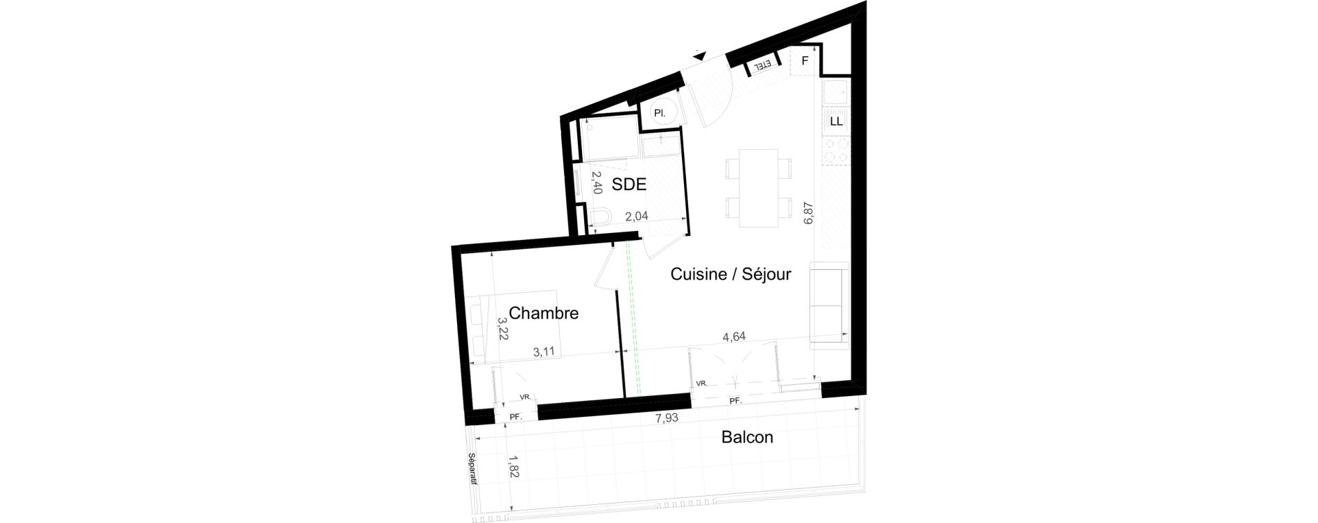 Appartement T2 de 42,15 m2 &agrave; Beausoleil Centre