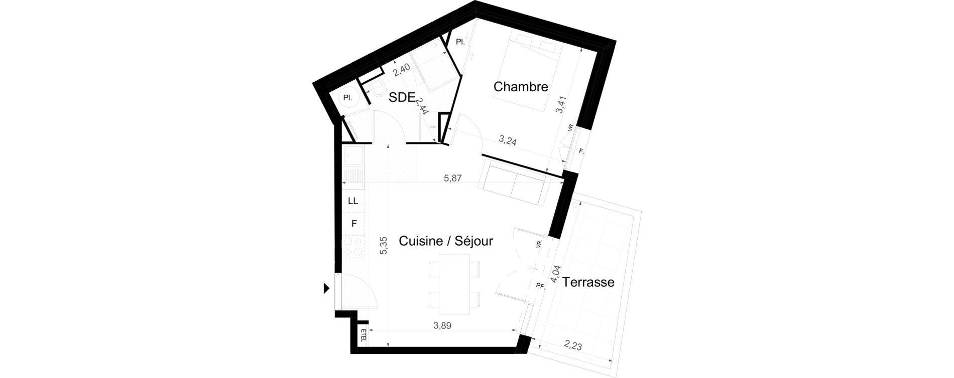 Appartement T2 de 44,00 m2 &agrave; Beausoleil Centre