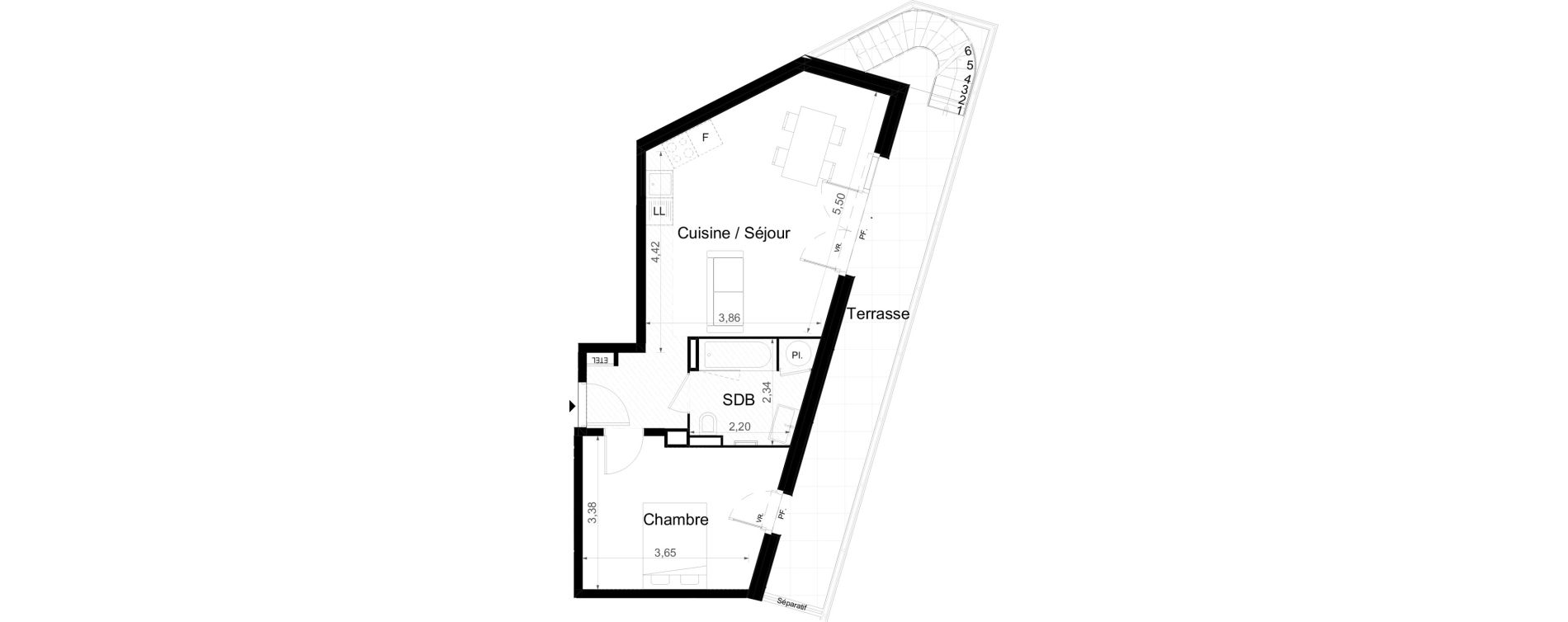 Appartement T2 de 46,41 m2 &agrave; Beausoleil Centre