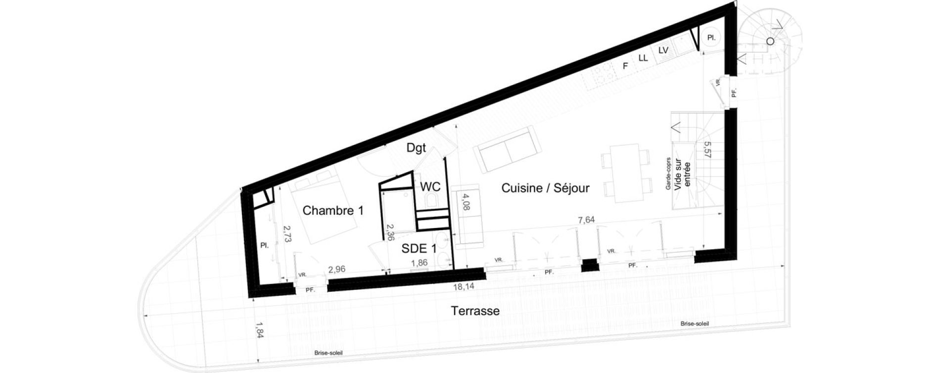 Duplex T3 de 78,81 m2 &agrave; Beausoleil Centre