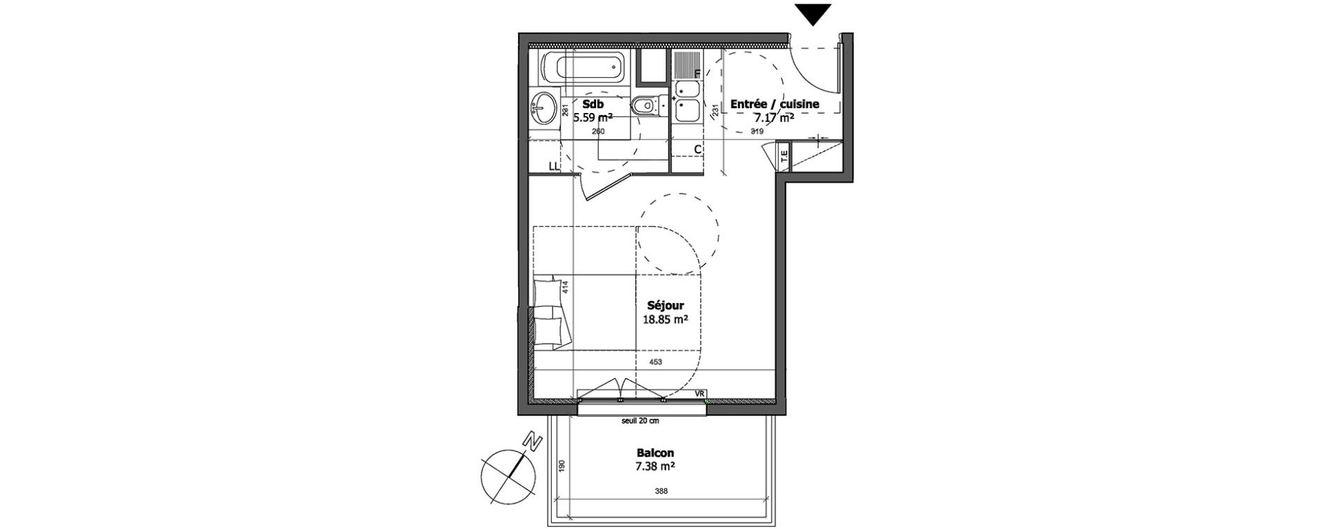 Appartement T1 de 31,62 m2 &agrave; Cagnes-Sur-Mer Centre