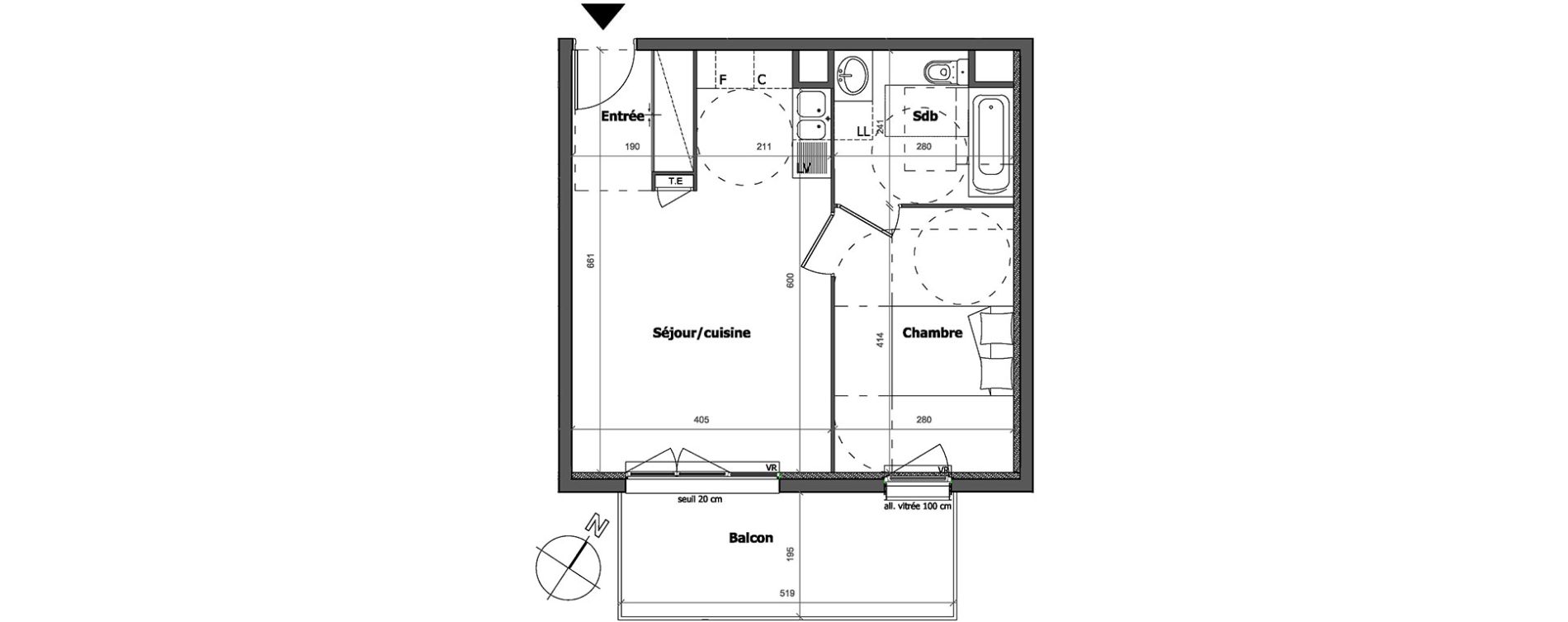 Appartement T2 de 44,04 m2 &agrave; Cagnes-Sur-Mer Centre
