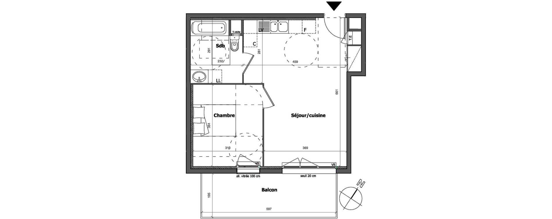 Appartement T2 de 44,78 m2 &agrave; Cagnes-Sur-Mer Centre