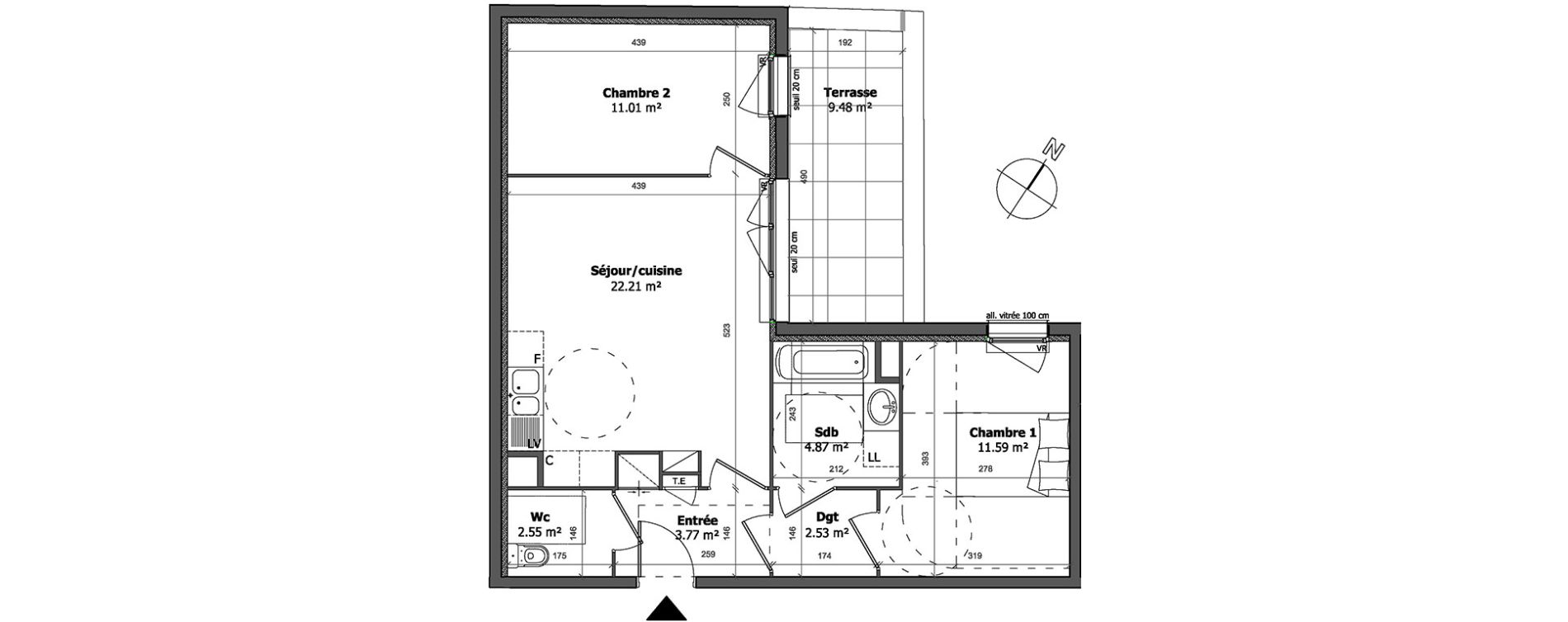 Appartement T3 de 58,53 m2 &agrave; Cagnes-Sur-Mer Centre