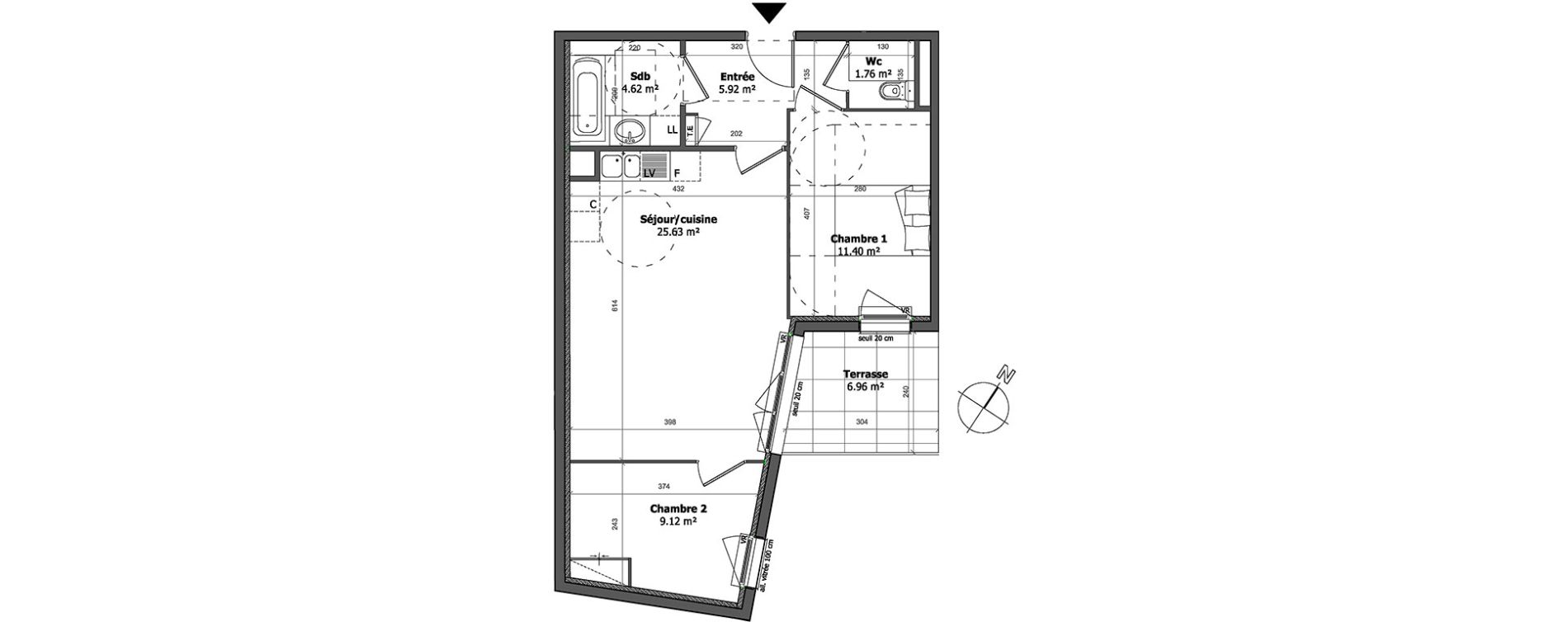 Appartement T3 de 58,45 m2 &agrave; Cagnes-Sur-Mer Centre