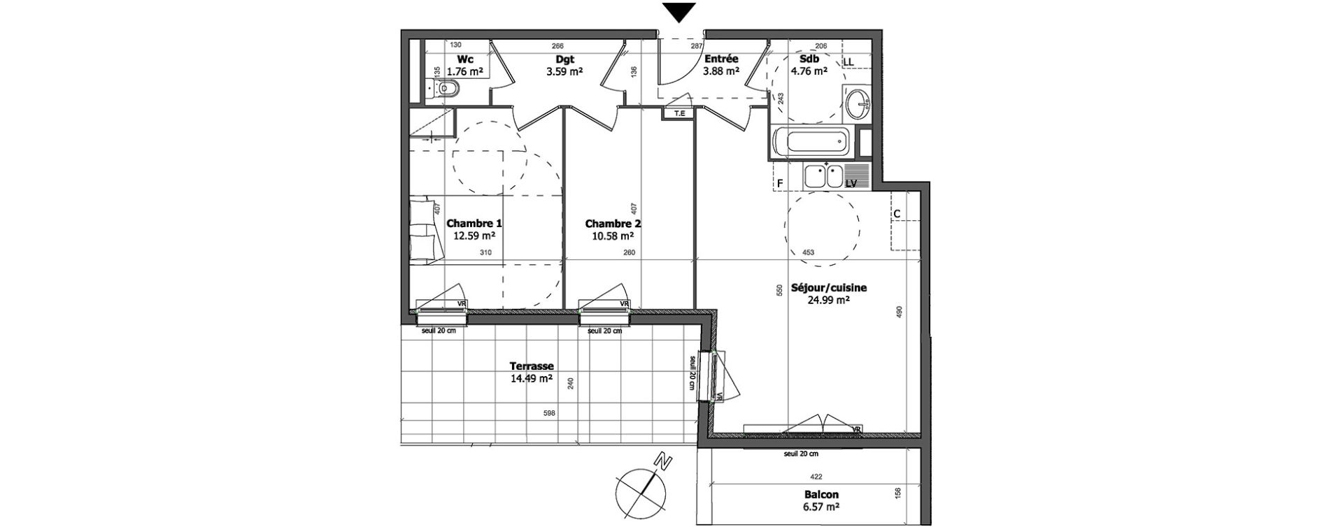 Appartement T3 de 62,15 m2 &agrave; Cagnes-Sur-Mer Centre