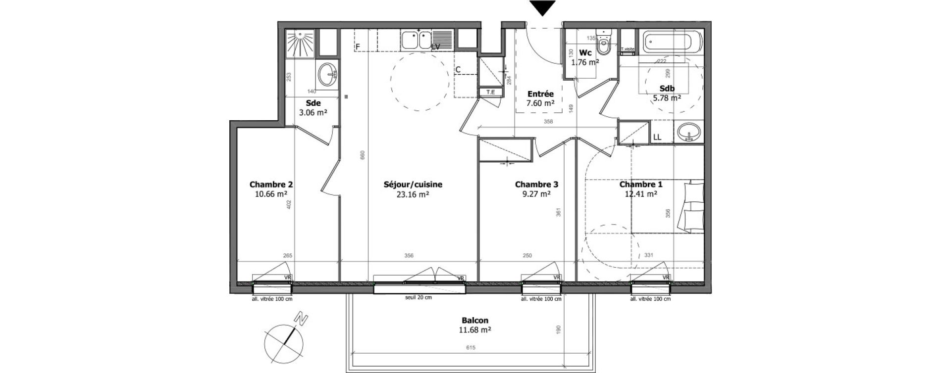 Appartement T4 de 73,70 m2 &agrave; Cagnes-Sur-Mer Centre