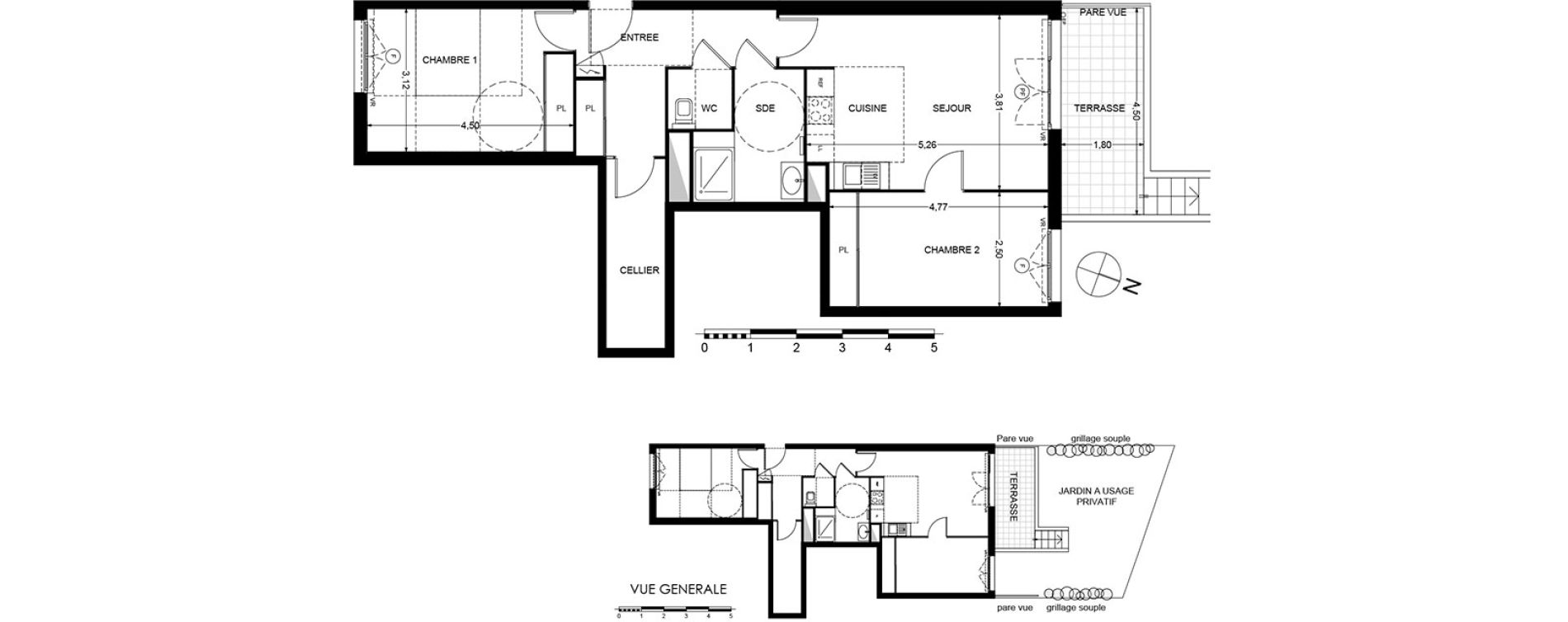 Appartement T3 de 68,07 m2 &agrave; Cagnes-Sur-Mer Centre