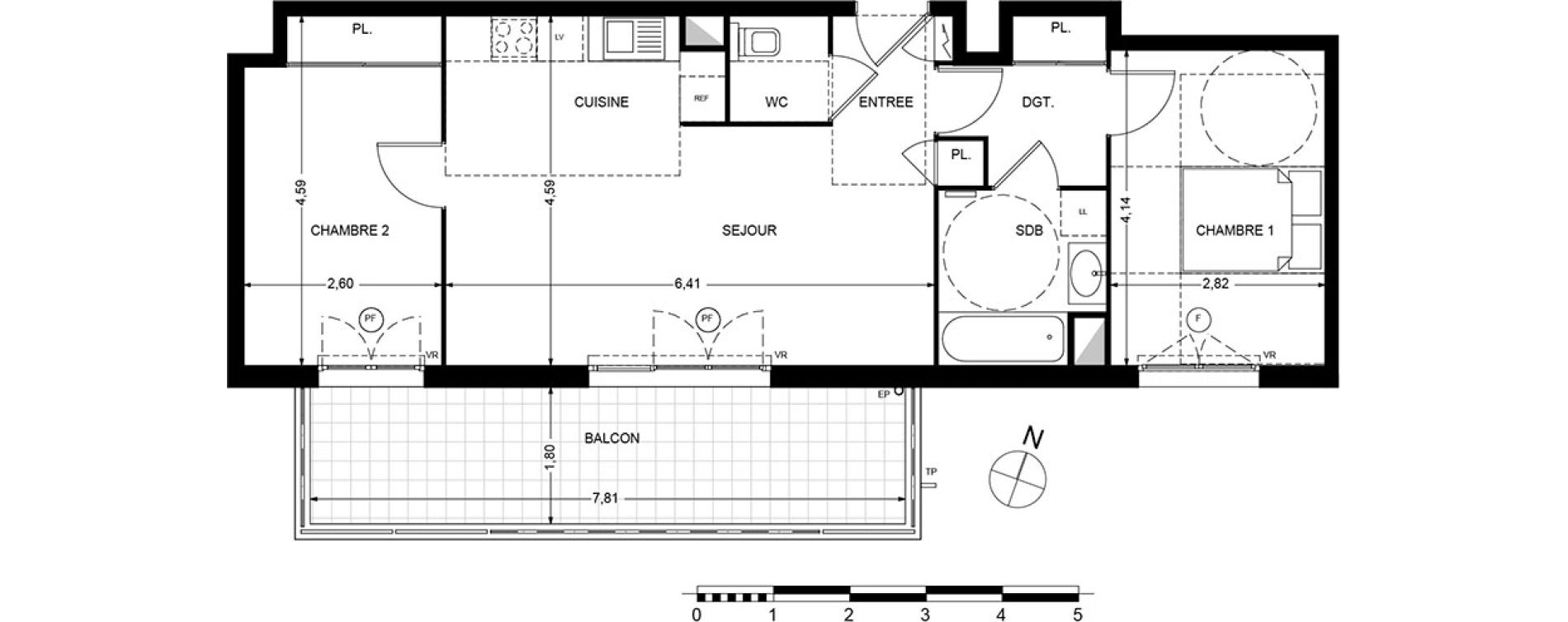 Appartement T3 de 60,99 m2 &agrave; Cagnes-Sur-Mer Centre