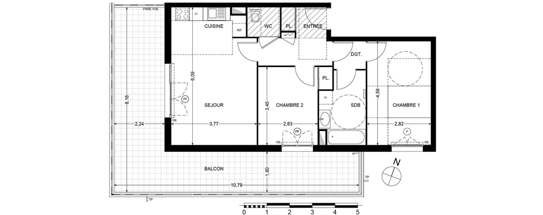 Appartement T3 de 60,80 m2 &agrave; Cagnes-Sur-Mer Centre