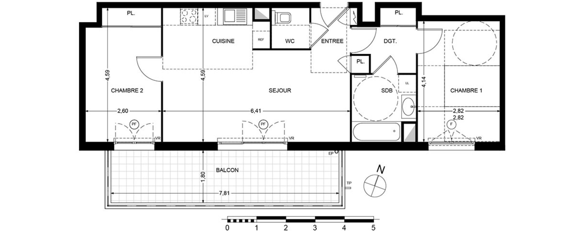 Appartement T3 de 60,99 m2 &agrave; Cagnes-Sur-Mer Centre