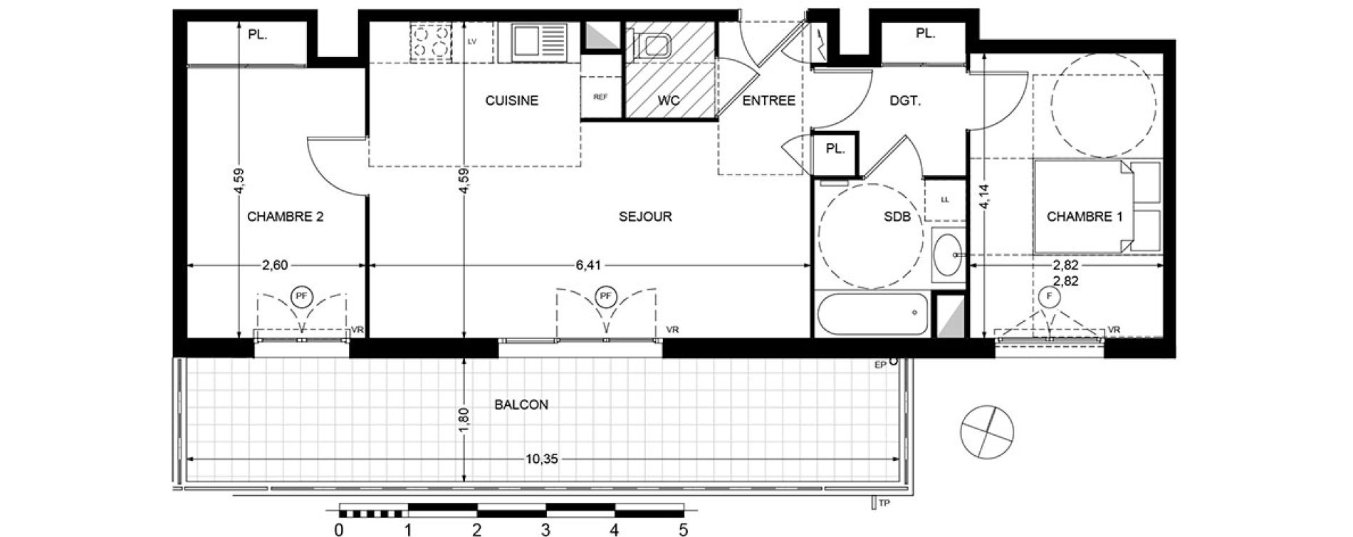 Appartement T3 de 60,81 m2 &agrave; Cagnes-Sur-Mer Centre
