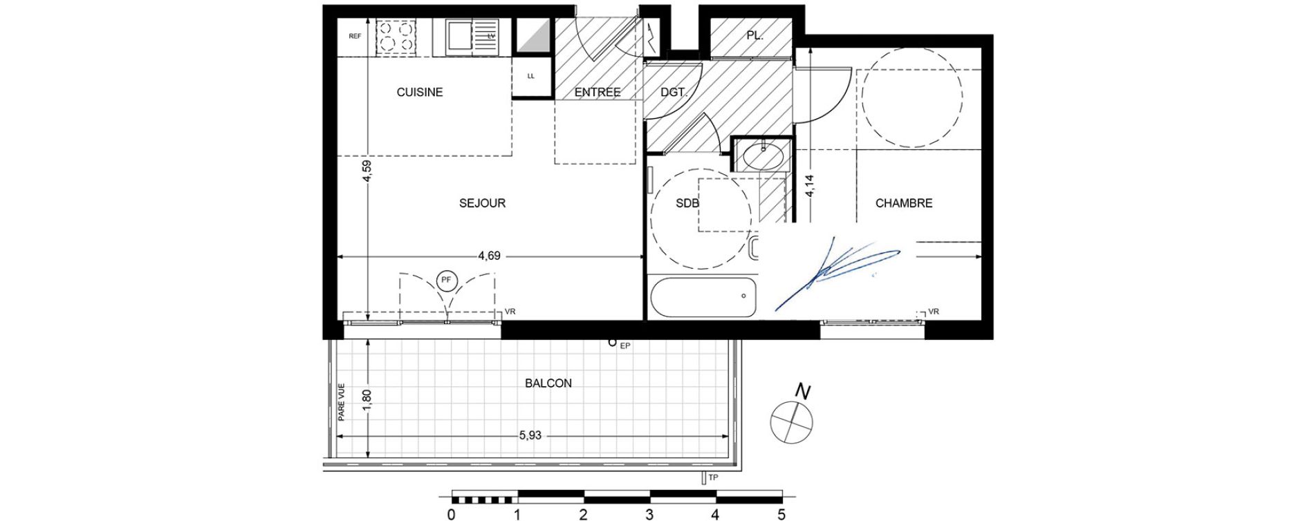 Appartement T2 de 41,51 m2 &agrave; Cagnes-Sur-Mer Centre